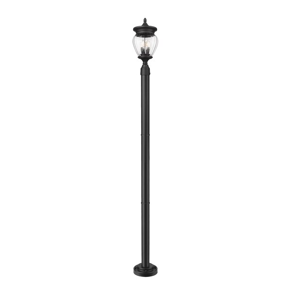 Z-Lite Davina 3 Light Outdoor Post Mounted Fixture, 9in. W x 94in. H, Black 5016PHMR-5012P-BK - main
